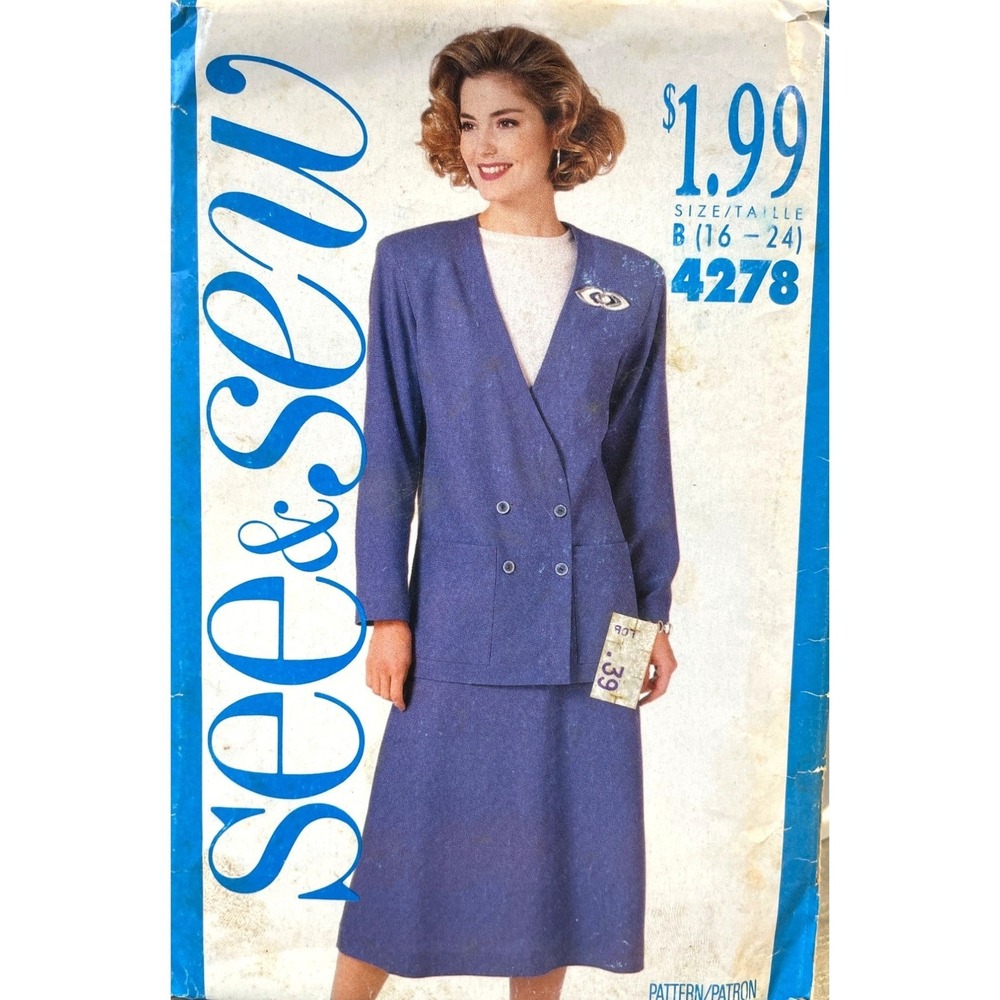 Butterick Sewing Pattern Misses 16-24 Jacket Skirt See & Sew 4278 Uncut FF